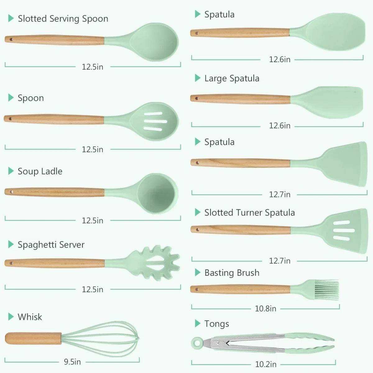 12 Pcs Silicone Non-Stick Cooking Tool Set - Kitchen Grow