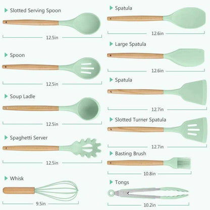 12 Pcs Silicone Non-Stick Cooking Tool Set - Kitchen Grow