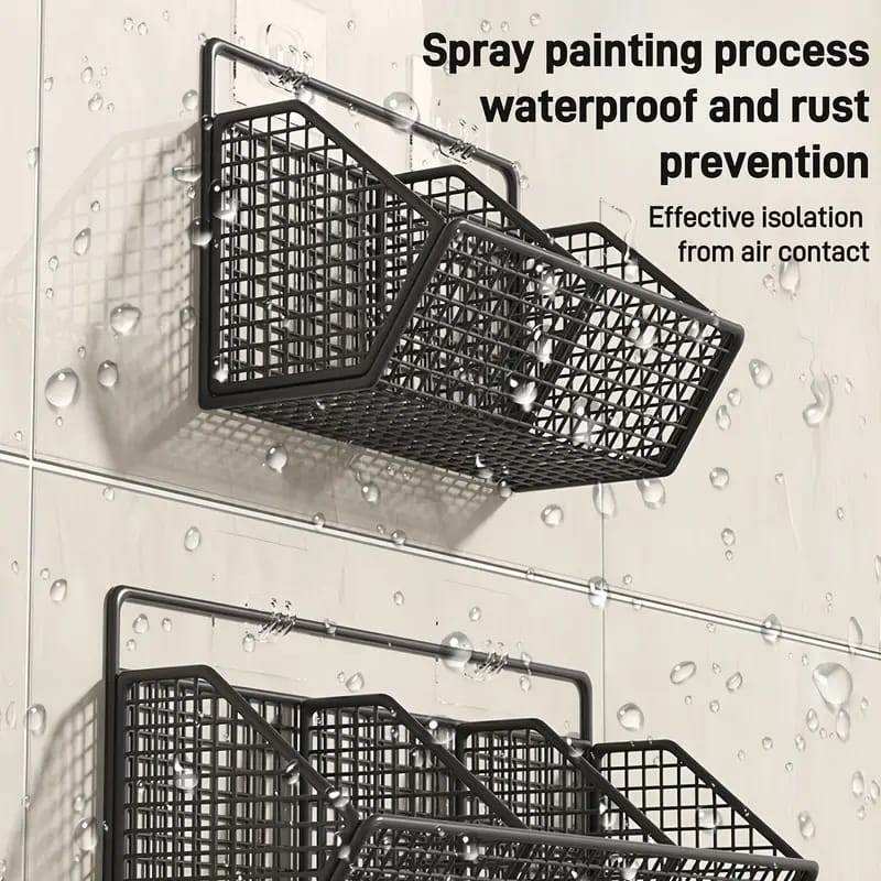 2 Grids Wall Mounted Metal Wire Storage Basket - Kitchen Grow
