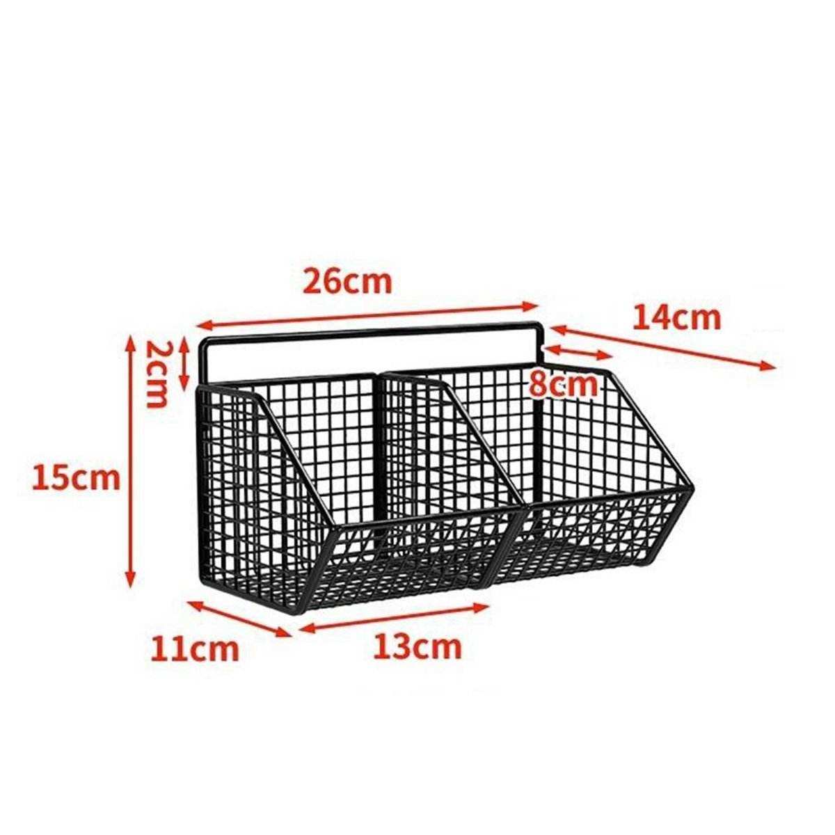 2 Grids Wall Mounted Metal Wire Storage Basket - Kitchen Grow
