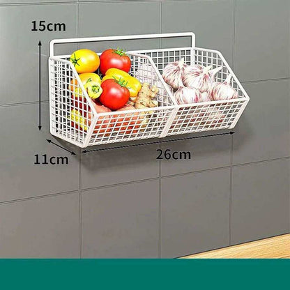 2 Grids Wall Mounted Metal Wire Storage Basket - Kitchen Grow