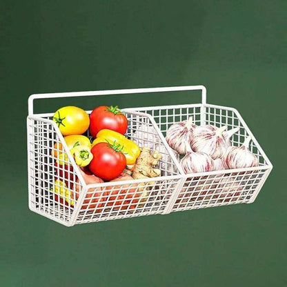 2 Grids Wall Mounted Metal Wire Storage Basket - Kitchen Grow