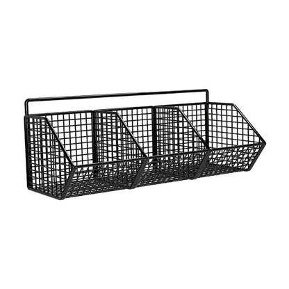 3 Grids Wall Mounted Metal Wire Storage Basket