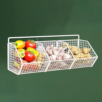 3 Grids Wall Mounted Metal Wire Storage Basket