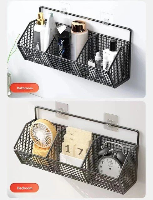 3 Grids Wall Mounted Metal Wire Storage Basket