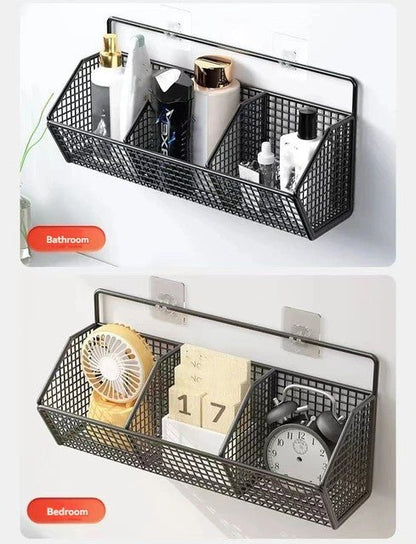 3 Grids Wall Mounted Metal Wire Storage Basket