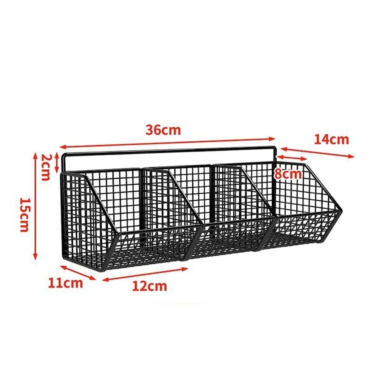 3 Grids Wall Mounted Metal Wire Storage Basket