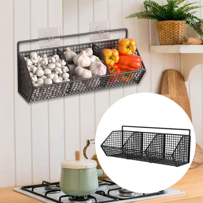 3 Grids Wall Mounted Metal Wire Storage Basket