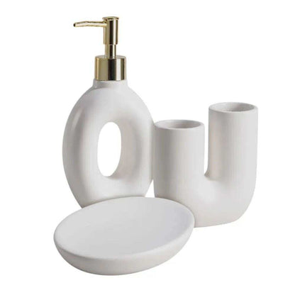 4-Piece Ceramic Bathroom Accessory Set - Kitchen Grow
