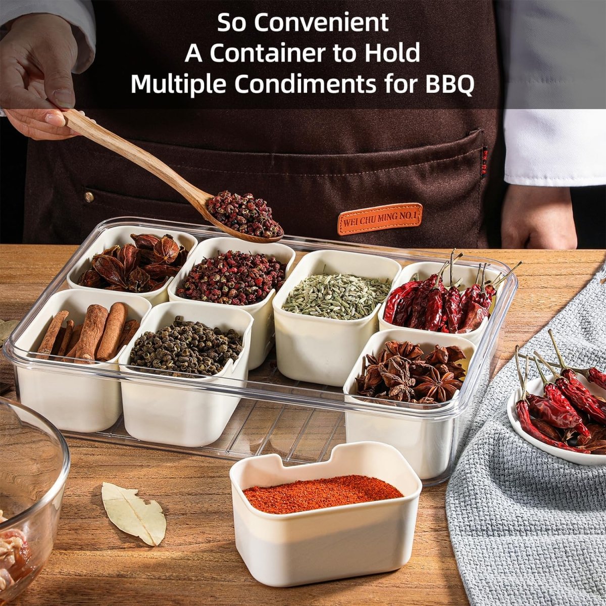 Detachable Dividers Portable Spice Box