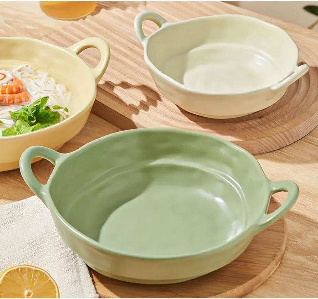 Irregular Shape Ceramic Bowl With Handles - Kitchen Grow