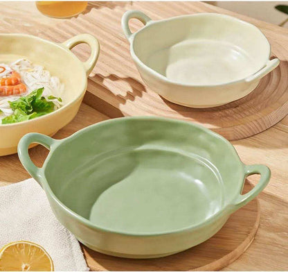 Irregular Shape Ceramic Bowl With Handles - Kitchen Grow