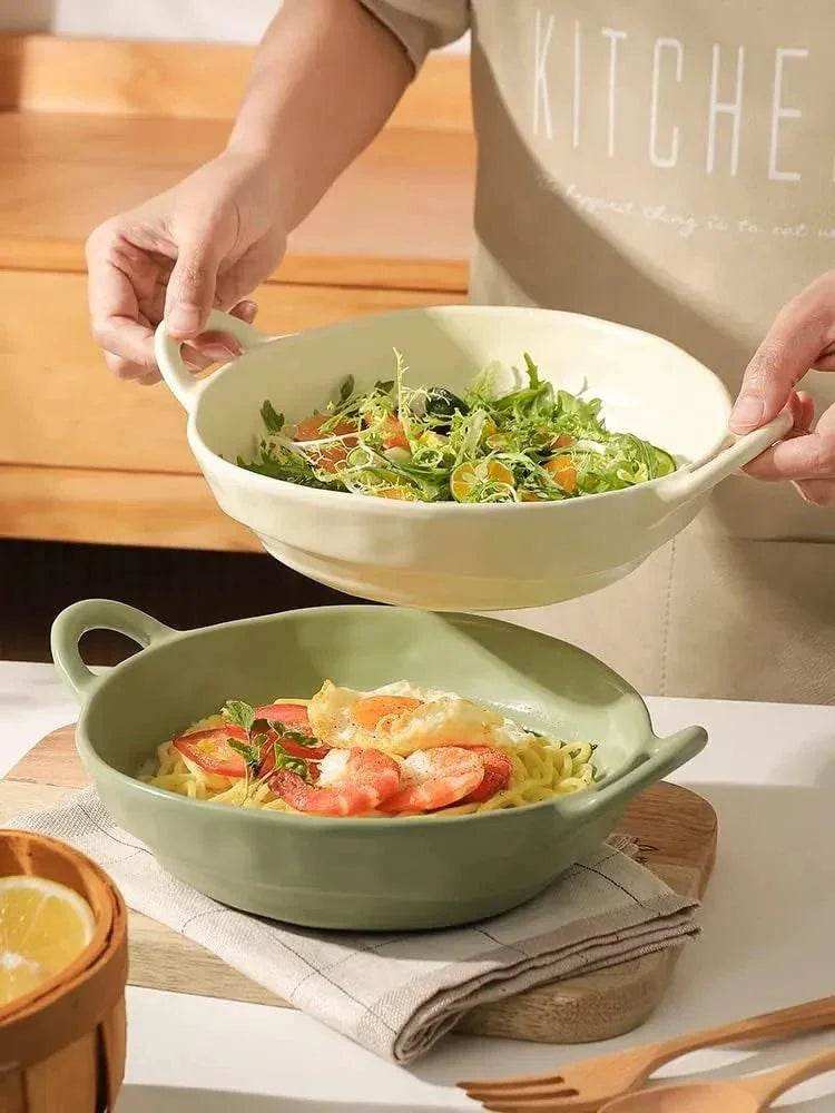 Irregular Shape Ceramic Bowl With Handles - Kitchen Grow