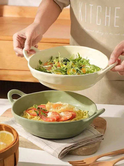 Irregular Shape Ceramic Bowl With Handles - Kitchen Grow