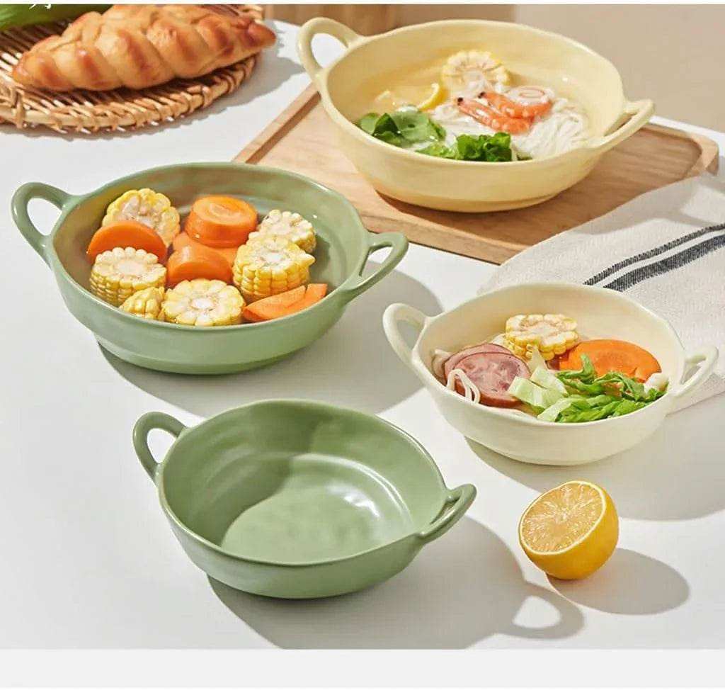Irregular Shape Ceramic Bowl With Handles - Kitchen Grow