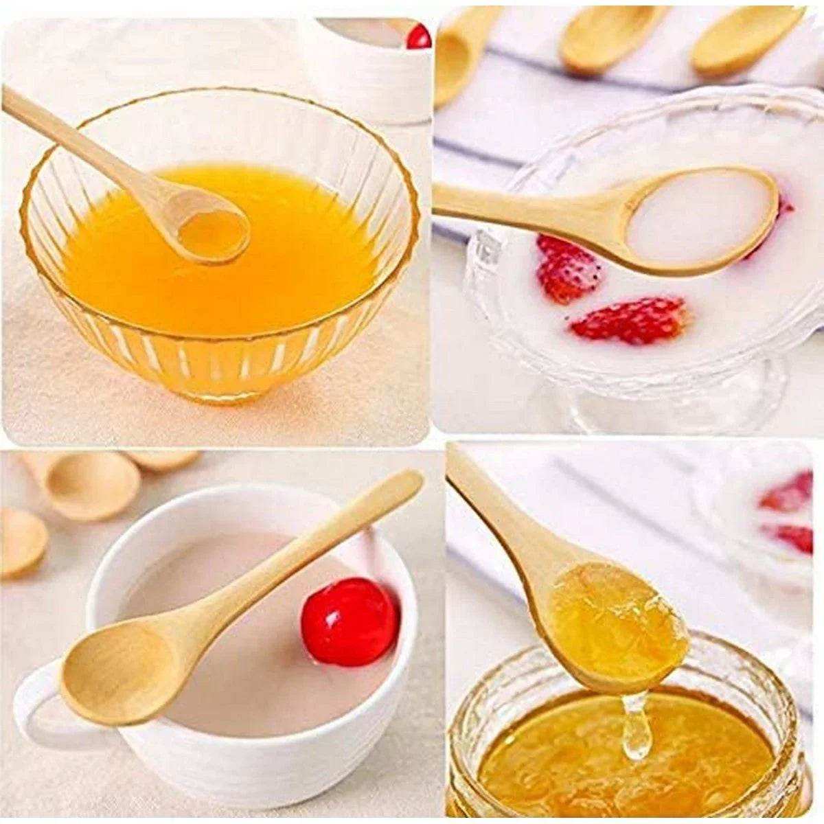 Pack of 6 - Small Bamboo Wooden Spoons Oval Head Small Solid Bamboo Honey Teaspoon - Kitchen Grow