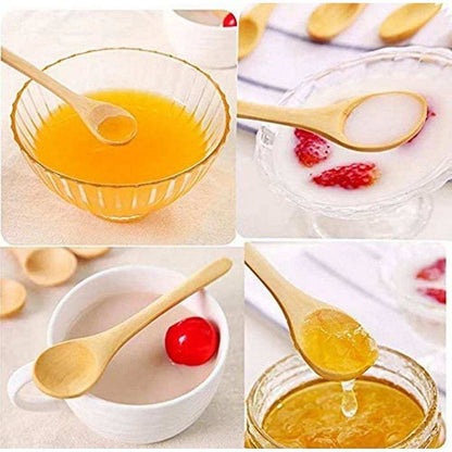 Pack of 6 - Small Bamboo Wooden Spoons Oval Head Small Solid Bamboo Honey Teaspoon - Kitchen Grow