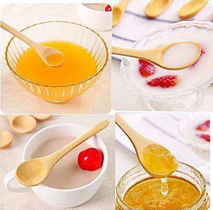 Pack of 6 - Small Bamboo Wooden Spoons Oval Head Small Solid Bamboo Honey Teaspoon - Kitchen Grow