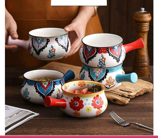 Random Color/Print Korean Bowl With Handle - Kitchen Grow