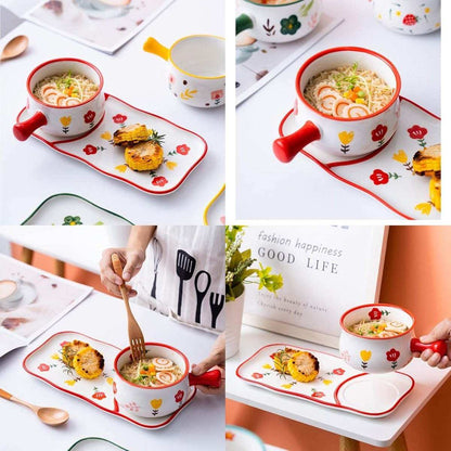 Random Color/Print Korean Bowl With Handle - Kitchen Grow