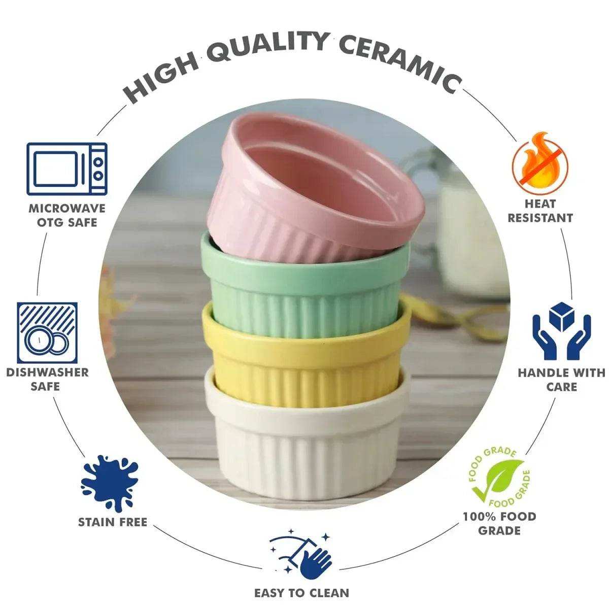 Set of 6 - Ceramic Baking Ramekin Bowl - Kitchen Grow