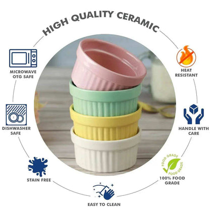 Set of 6 - Ceramic Baking Ramekin Bowl - Kitchen Grow