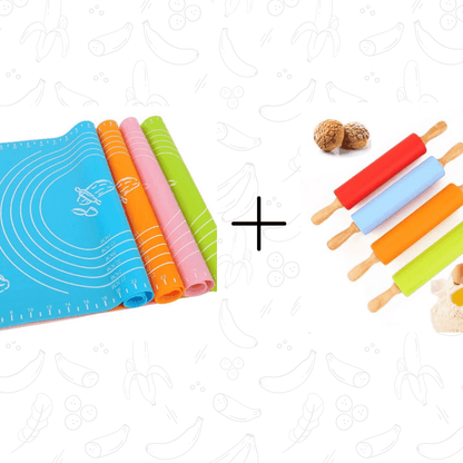 Silicone Rolling Pin + Silicone Baking Mat - Kitchen Grow