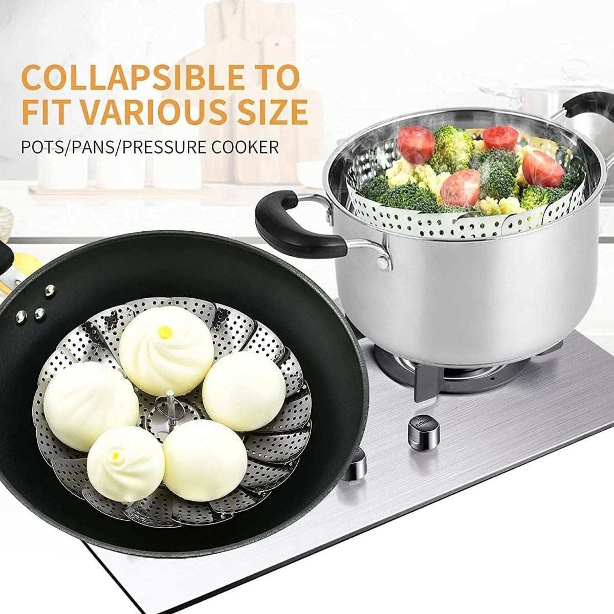 Stainless Steel Folding Collapsible Steamer Basket - Kitchen Grow