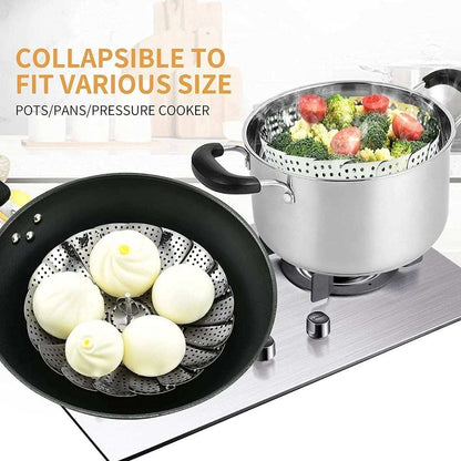 Stainless Steel Folding Collapsible Steamer Basket - Kitchen Grow