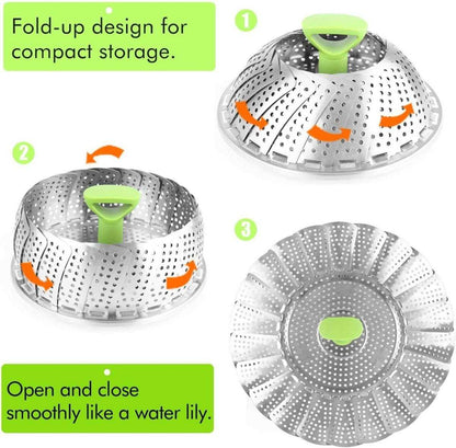 Stainless Steel Folding Collapsible Steamer Basket - Kitchen Grow