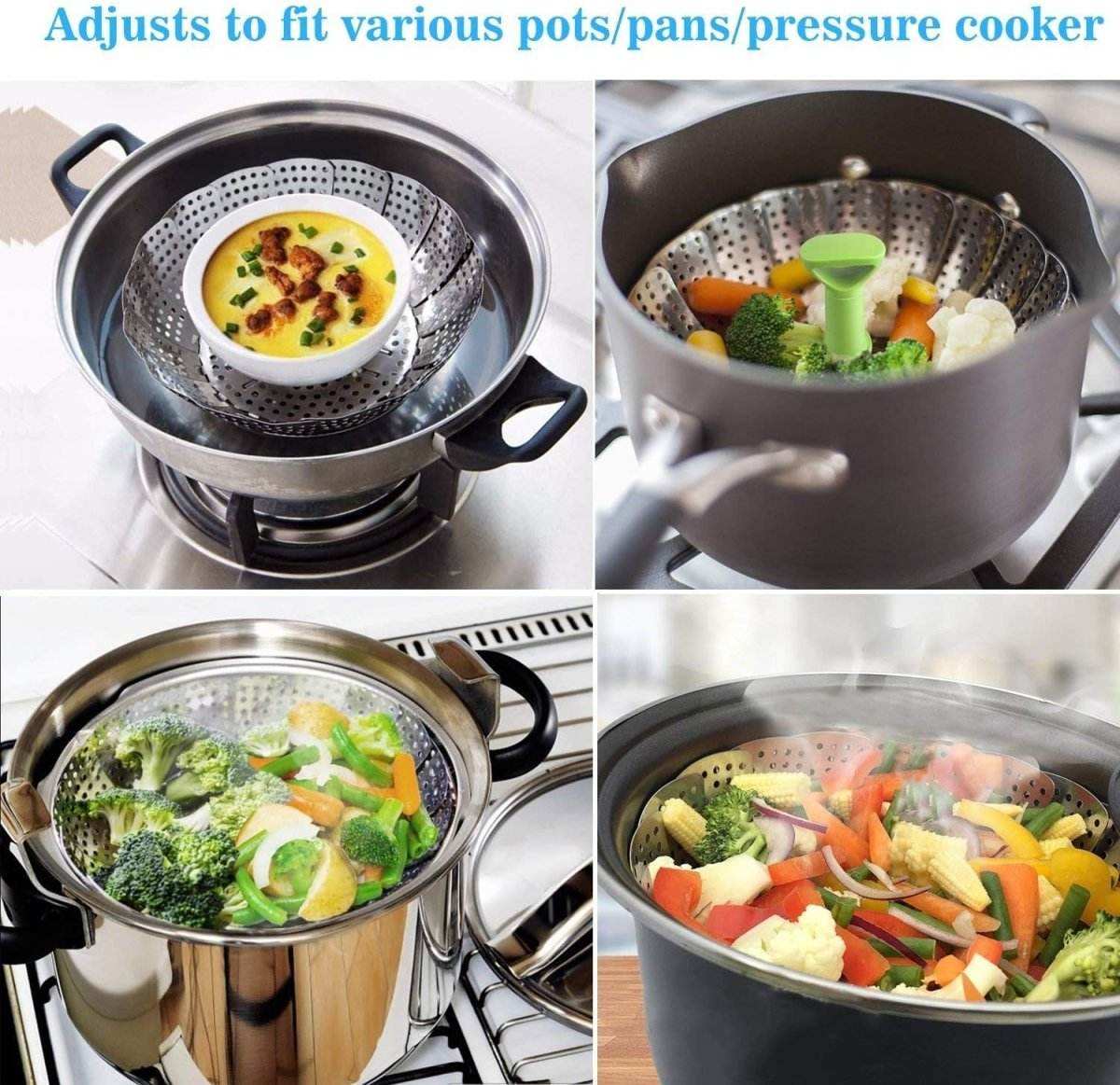 Stainless Steel Folding Collapsible Steamer Basket - Kitchen Grow