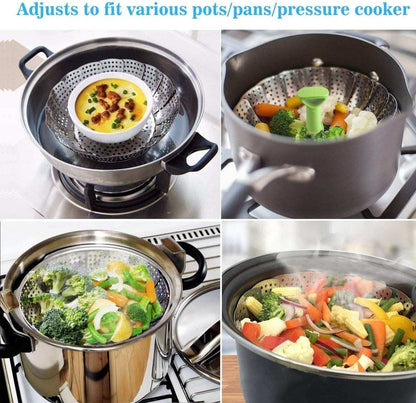 Stainless Steel Folding Collapsible Steamer Basket - Kitchen Grow